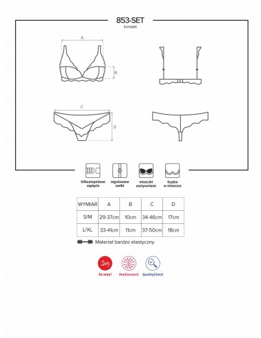 Komplet 2-Częściowy Bielizny Erotycznej 853-Set-1 S/M - Komplety bielizny erotycznej - 7