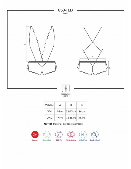 Uwodzicielska bielizna 853-TED-1 body  S/M - Body - 7