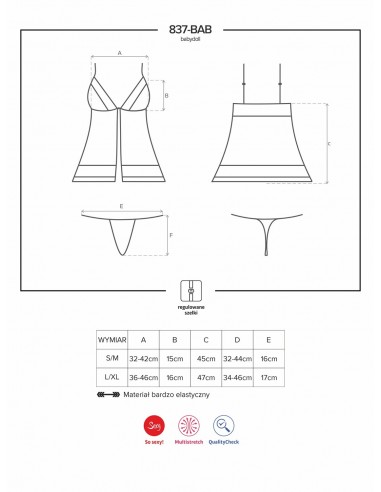 Bielizna nocna 837-Bab-1 Babydoll I Stringi L/Xl - Babydoll - 6