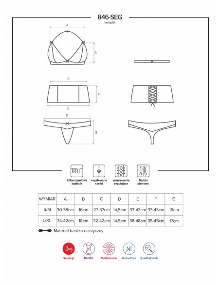 Komplet 3-Częściowy Bielizny Erotycznej 846-Seg-1 S/M - Komplety bielizny erotycznej - 7