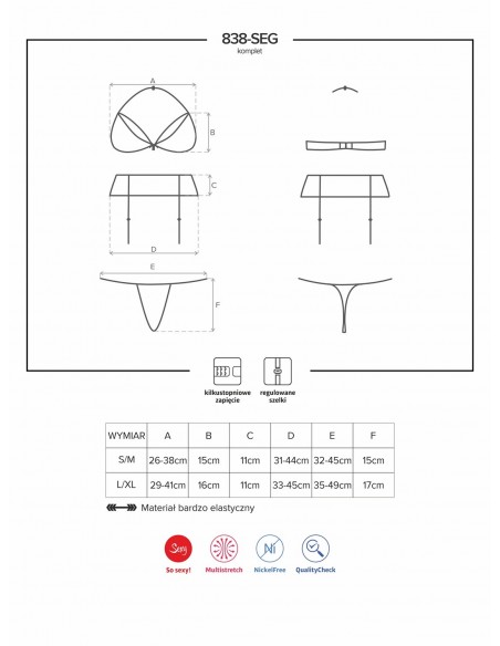 Komplet 3-Częściowy Bielizny Erotycznej 838-Seg-3 - Komplety bielizny erotycznej - 7