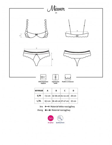 Komplet Bielizny Miamor 2-Częściowy  S/M - Komplety bielizny erotycznej - 7