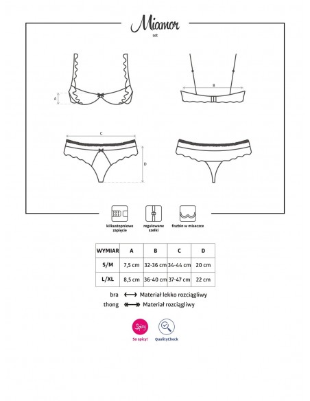 Komplet Bielizny Miamor 2-Częściowy  S/M - Komplety bielizny erotycznej - 7