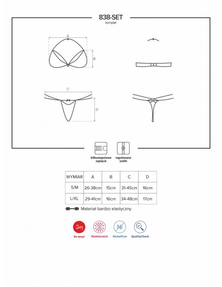 Komplet 2-Częściowy Bielizny Erotycznej 838-Set-3 S/M - Komplety bielizny erotycznej - 7