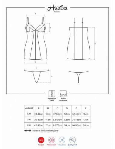 Bielizna Nocna Heartina Koszulka I Stringi  S/M - Koszule nocne - 7