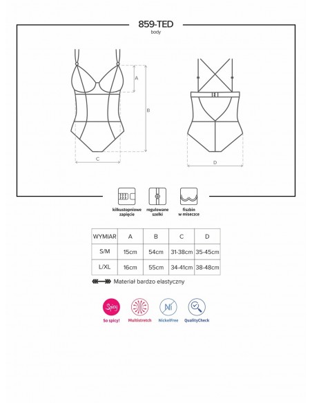Uwodzicielska bielizna 859-TED-1 body  S/M - Body - 7