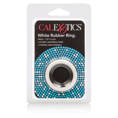 Pierścień erekcyjny Rubber Ring Small White – elastyczny, średnica wewnętrzna 3,25 cm - 1 2