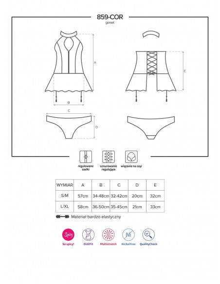 Zestaw 859-Cor-1 Gorset I Figi  S/M - Komplety bielizny erotycznej - 7