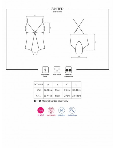 Bielizna erotyczna 841-TED-1 body  S/M - Body - 7
