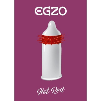 Prezerwatywy Egzo Hot Red lateksowe z wypustkami - 1 2