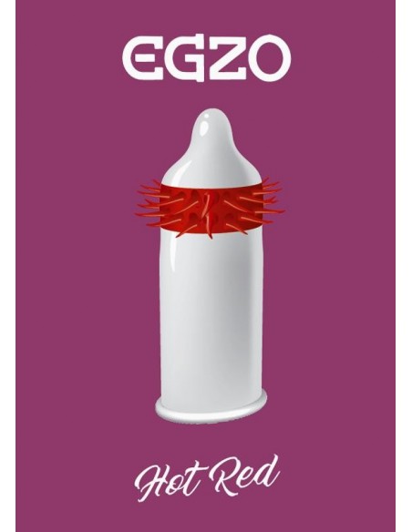 Prezerwatywa Z Dodatkową Stymulacją Egzo Hot Red - Prezerwatywy prążkowane, z wypustkami - 2
