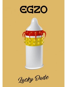 Prezerwatywa Z Dodatkową Stymulacją Egzo Lucky Dude - Prezerwatywy prążkowane, z wypustkami - 1 2