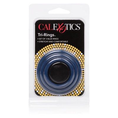 Zestaw pierścieni erekcyjnych Tri-Rings Blue – 3 szt., średnice wewnętrzne 3,25–5 cm - 1 2