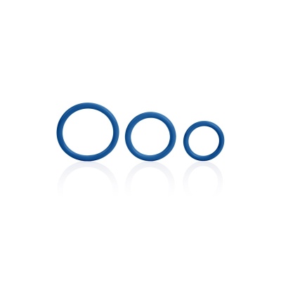 Zestaw pierścieni erekcyjnych Tri-Rings Blue – 3 szt., średnice wewnętrzne 3,25–5 cm - 1