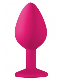 Średniej Wielkości Różówy Korek Analny z Pięknym Diamentem Rhinestone - Korki analne silikonowe - 1 2