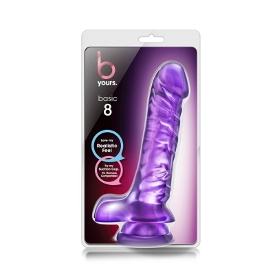 Dildo B YOURS BASIC 8 PURPLE - rozmiar 8, mocna przyssawka i gładki silikon - 1 2