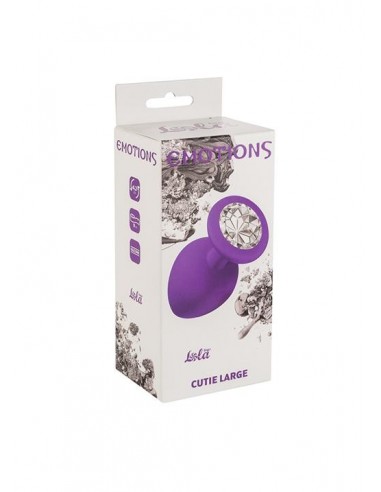 Duży Fioletowy Korek Analny z Pięknym Diamentem Rhinestone - Korki analne silikonowe - 3