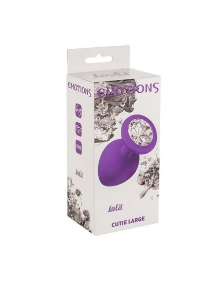 Duży Fioletowy Korek Analny z Pięknym Diamentem Rhinestone - Korki analne silikonowe - 3