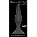 Korek analny Plug-Slim Medium Black - silikon medyczny, stożkowy profil, podstawa z przyssawką, długość 11,5 cm, średnica 2,7 cm - 2