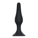 Korek analny Plug-Slim Medium Black - silikon medyczny, stożkowy profil, podstawa z przyssawką, długość 11,5 cm, średnica 2,7 cm - 1