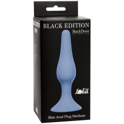 Wtyczka analna Slim Anal Plug Medium Blue, silikon medyczny, z podstawą-przyssawką, długość całkowita 11,5 cm - 1 2