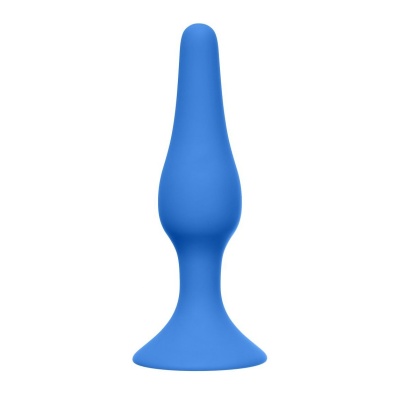 Wtyczka analna Slim Anal Plug Medium Blue, silikon medyczny, z podstawą-przyssawką, długość całkowita 11,5 cm - 1