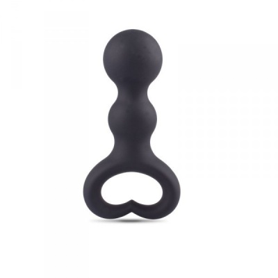 Korek analny Heart Clip Ball 9,5 cm (średnica 2,9 cm) – silikonowy, czarny - 1