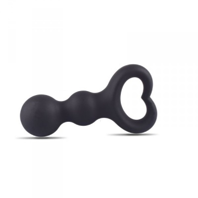 Korek analny Heart Clip Ball 9,5 cm (średnica 2,9 cm) – silikonowy, czarny - 1 2