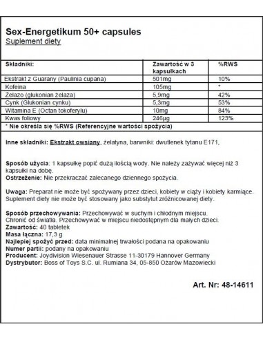 Eropharm - Sex-Energetikum 50 + 40 kaps. - Dłuższa i mocniejsza erekcja - 2