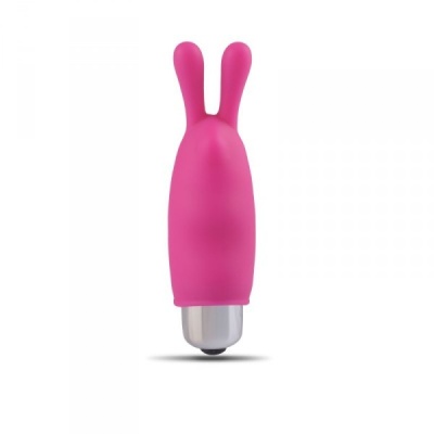 Mini wibrator z uszkami Finger Fan Ears – różowy, silikonowy, wodoodporny - 1