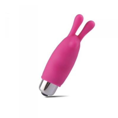 Mini wibrator z uszkami Finger Fan Ears – różowy, silikonowy, wodoodporny - 1 2