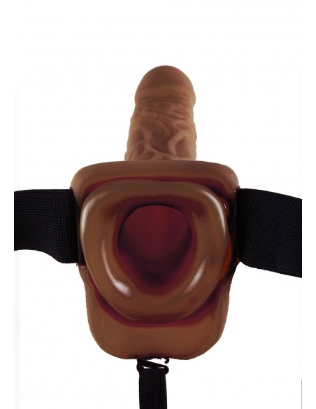 Strapon Hollow Strap-On W Balls 9" Brown - Strap-ony, dilda na pasku bez wibracji - 3