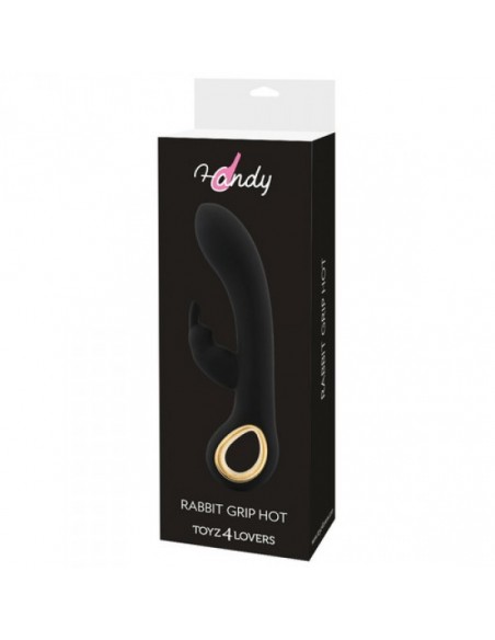Ekskluzywny Wibrator Rabbit Riscaldante Handy Grip Hot Black - Wibratory Króliczki - 2