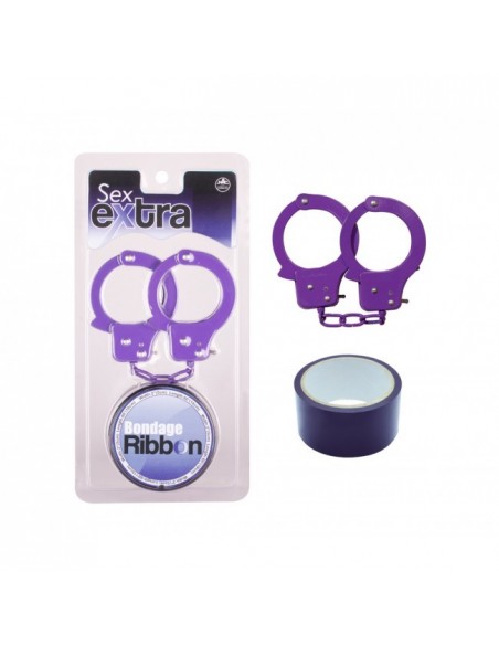 Kajdanki erotyczne Purple Sex Extra Pvc Ribbon And Handcuffs - Kajdanki erotyczne - 1