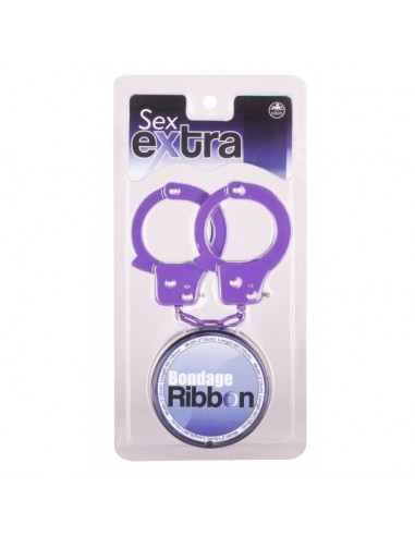 Kajdanki erotyczne Purple Sex Extra Pvc Ribbon And Handcuffs - Kajdanki erotyczne - 2