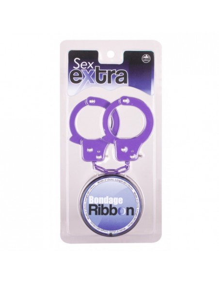 Kajdanki erotyczne Purple Sex Extra Pvc Ribbon And Handcuffs - Kajdanki erotyczne - 2