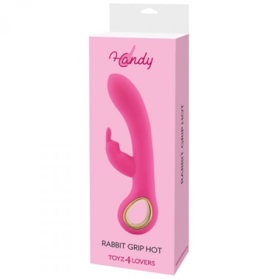 Wibrator Króliczek Rabbit Grip Hot Pink – Podgrzewany, Silikonowy, 19 cm - 1 2