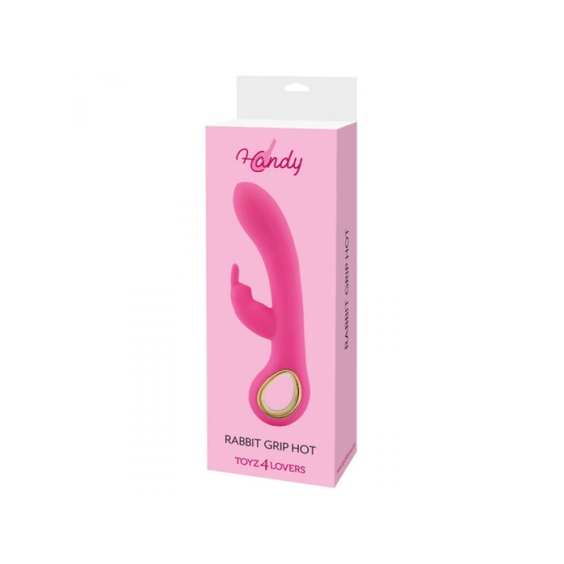 Wibrator Króliczek Rabbit Grip Hot Pink – Podgrzewany, Silikonowy, 19 cm - 2