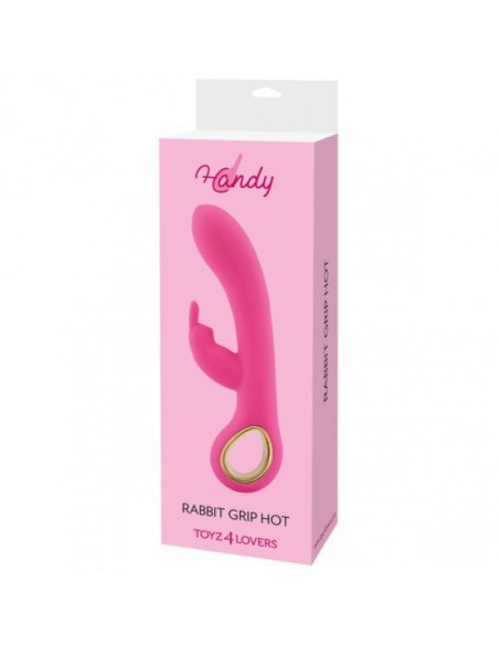 Ekskluzywny Wibrator Rabbit Handy Riscaldante Grip Hot Pink - Wibratory Króliczki - 2