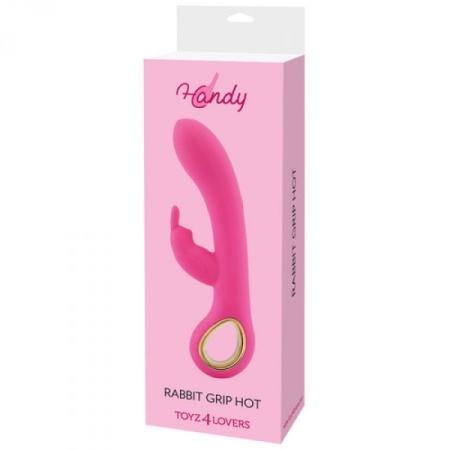 Wibrator Króliczek Rabbit Grip Hot Pink – Podgrzewany, Silikonowy, 19 cm - 2