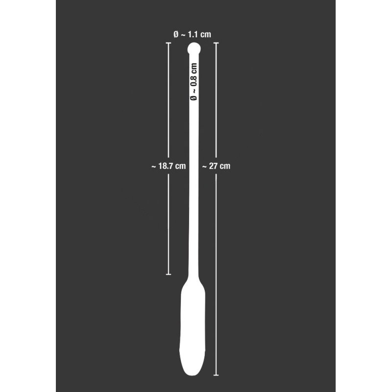 Dilator silikonowy z wibracjami Extra Long – 7 trybów, kulista końcówka, 27 cm, średnica 0,8–1,1 cm - 6