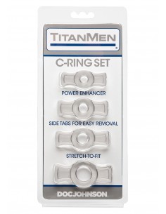 Zestaw pierścieni erekcyjnych Titanmen Cockring Set Clear 4 szt. - Pierścienie erekcyjne niewibrujące - 1 2