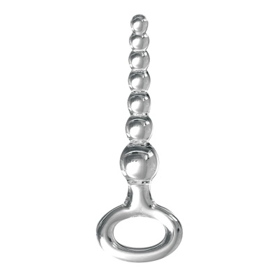 Szklany łańcuszek analny Icicles No. 67 z 7 kulkami i kółkiem powrotnym, 20,5 cm - 1