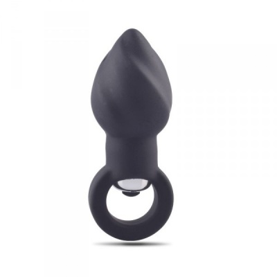Wibrujący plug analny Helix 8 cm – silikon czarny - 1