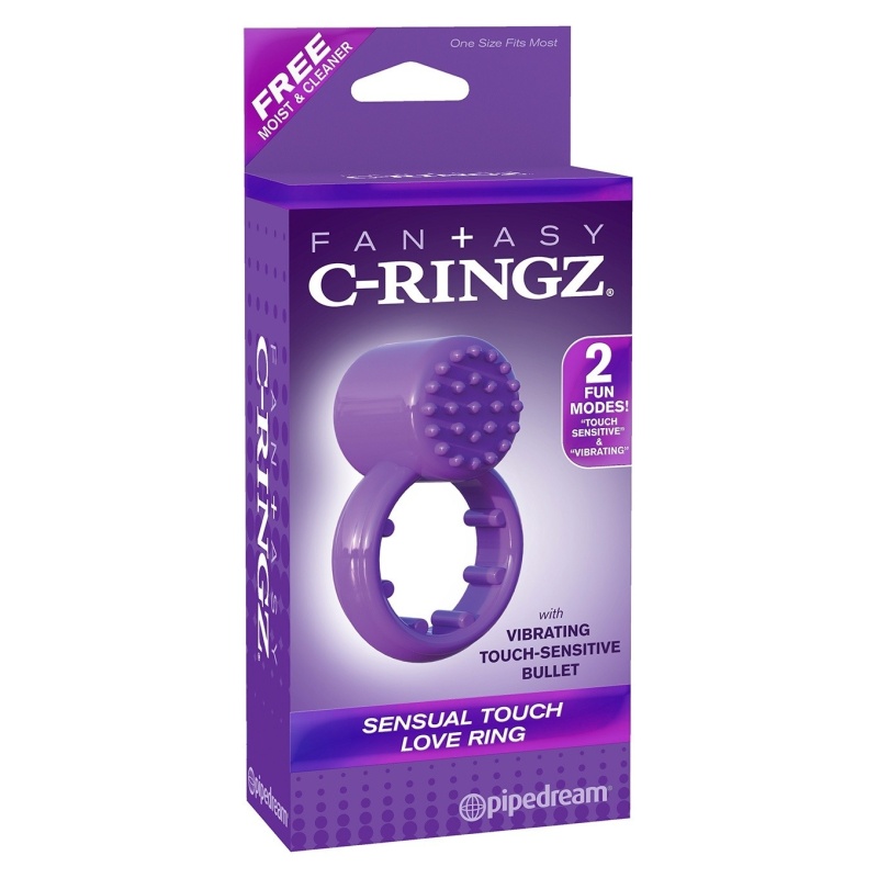 Pierścień erekcyjny Sensual Touch Love Ring Purple z wibracją dotykową, wypustkami i średnicą 4 cm - 2