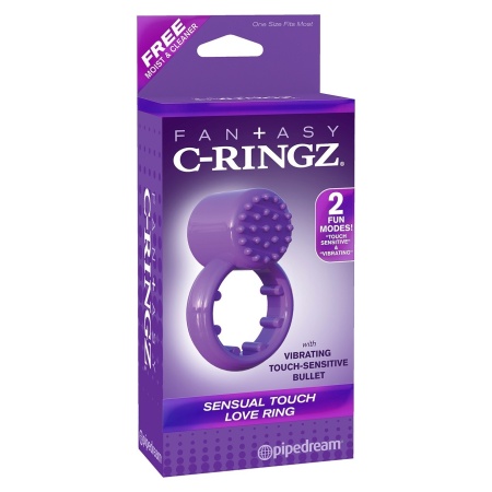 Pierścień erekcyjny Sensual Touch Love Ring Purple z wibracją dotykową, wypustkami i średnicą 4 cm - 2