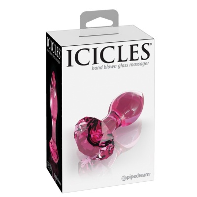 Korek analny szklany Icicles No. 79 — stożkowy, podstawa w kształcie diamentu, 9 cm - 1