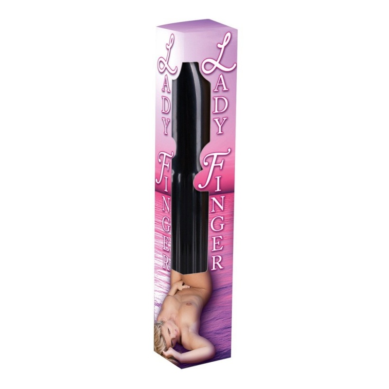 Wibrator Ladyfinger Schwarz – rowkowany trzon, zakrzywiona końcówka, 13 cm - 2
