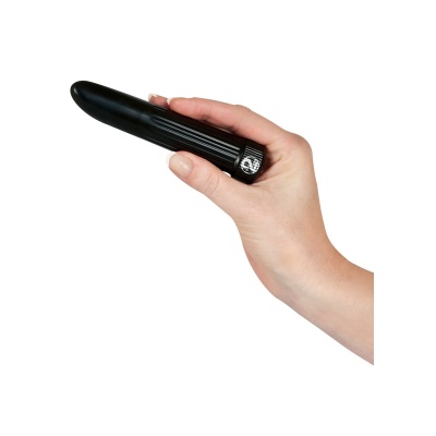 Wibrator Ladyfinger Schwarz – rowkowany trzon, zakrzywiona końcówka, 13 cm - 1
