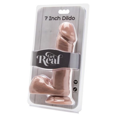 Dildo Get Real z jądrami i wypukłymi żyłami, 17,8 cm - 1 2